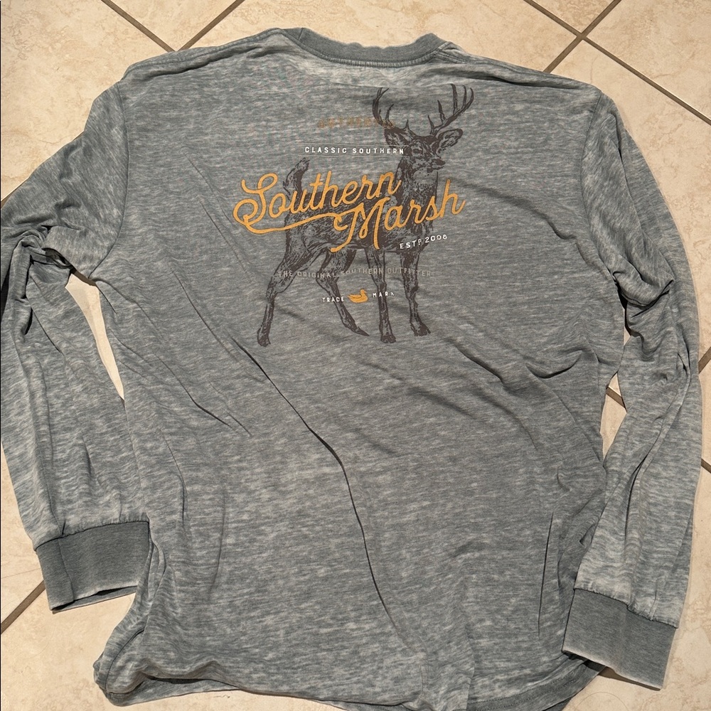 Southern Marsh Heather Seafoam grey Long-Sleeve Pocket Tee size XL